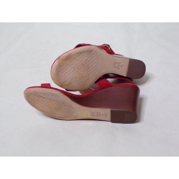 🆕 TORY BURCH Mini Benton Wedge Sandal Shoes Red Suede 5 - Picture 12 of 12